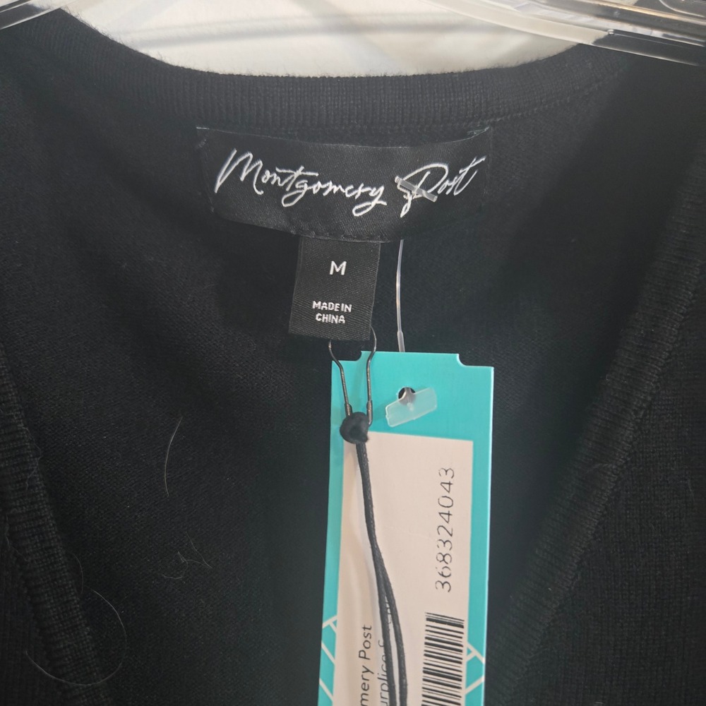 Montgomery Post Woman's Medium Black Faux Wrap NWT Office Chic Staple Classic - Picture 2 of 9